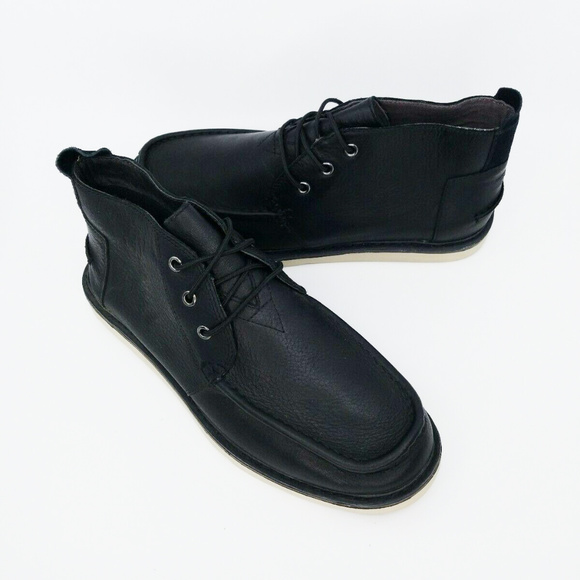 Toms Other - Toms Mens Black Pull-Up Leather Chukka Boots Shoes
